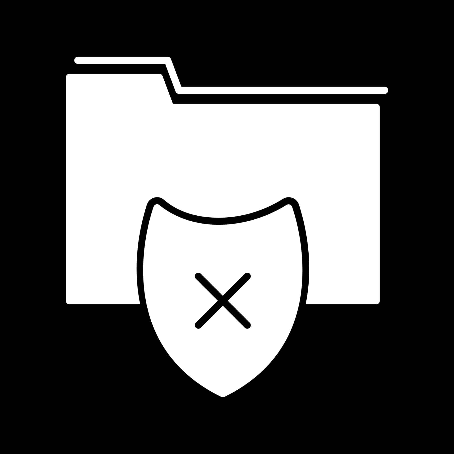 Fondo negro carpeta blanca delante un escudo con una x